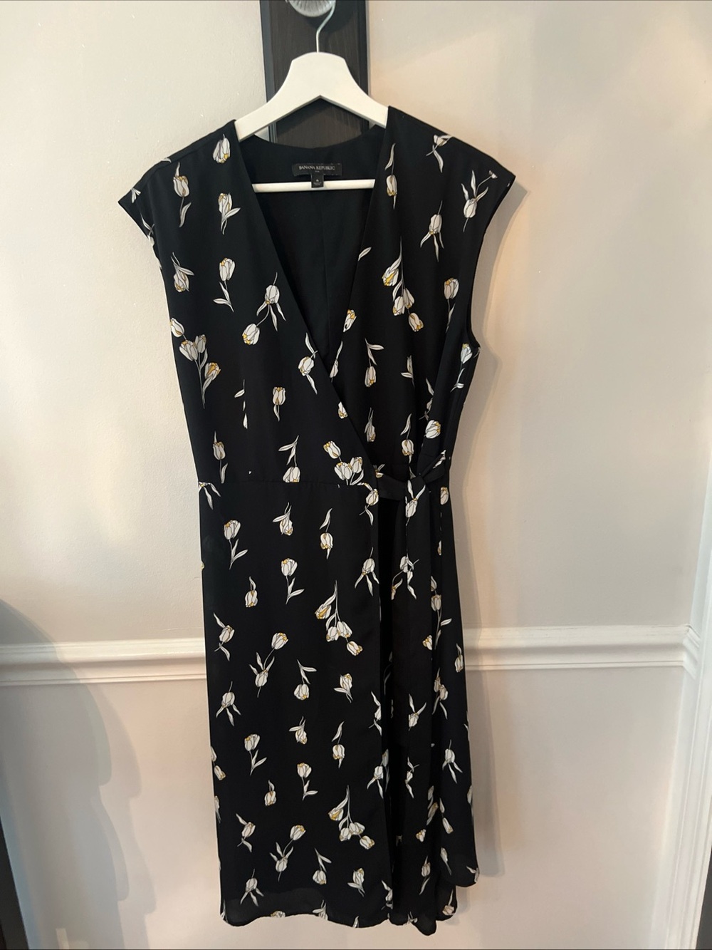 Banana Republic Black Floral Wrap Dress